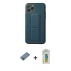 MARSİLYAN™- iPhone 11 Pro Kılıf Akış Doku - Siyah Polymer Nano Ekran Koruyucu + Gökkuşağı Shine Kamera Lens Koruma Cam