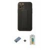 MARSİLYAN™- iPhone 11 Pro Kılıf Akış Doku - Siyah Polymer Nano Ekran Koruyucu + Gökkuşağı Shine Kamera Lens Koruma Cam