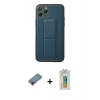 MARSİLYAN™- iPhone 11 Pro Kılıf Akış Doku - Siyah Polymer Nano Ekran Koruyucu + Metal Kamera Lens Koruma Cam - KI