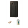 MARSİLYAN™- iPhone 11 Pro Kılıf Akış Doku - Siyah Polymer Nano Ekran Koruyucu + Renkli Kamera Lens Koruma Cam - TU