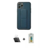 MARSİLYAN™- iPhone 11 Pro Kılıf Akış Doku - Siyah Polymer Nano Ekran Koruyucu + Şeffaf Kamera Lens Koruma Cam