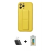 MARSİLYAN™- iPhone 11 Pro Kılıf Akış Doku - Siyah Polymer Nano Ekran Koruyucu + Şeffaf Kamera Lens Koruma Cam