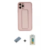 MARSİLYAN™- iPhone 11 Pro Kılıf Akış Doku - Siyah Polymer Nano Ekran Koruyucu + Shine Kamera Lens Koruma Cam - GS