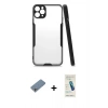 MARSİLYAN™- iPhone 11 Pro Kılıf Atlas Asil Serisi - Şeffaf Pasifik Cam Ekran Koruyucu + Shine Kamera Lens Koruma Cam - GS