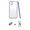 MARSİLYAN™- iPhone 11 Pro Kılıf Atlas Asil Serisi - Şeffaf Pasifik Cam Ekran Koruyucu + Shine Kamera Lens Koruma Cam - GS