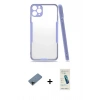 MARSİLYAN™- iPhone 11 Pro Kılıf Atlas Asil Serisi - Şeffaf Pasifik Cam Ekran Koruyucu + Shine Kamera Lens Koruma Cam - SH