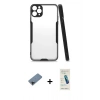 MARSİLYAN™- iPhone 11 Pro Kılıf Atlas Asil Serisi - Şeffaf Pasifik Cam Ekran Koruyucu + Shine Kamera Lens Koruma Cam - SH