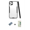 MARSİLYAN™- iPhone 11 Pro Kılıf Atlas Asil Serisi - Siyah 20D Premium Cam Ekran Koruyucu + Shine Kamera Lens Koruma Cam - MI