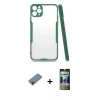 MARSİLYAN™- iPhone 11 Pro Kılıf Atlas Asil Serisi - Siyah 34D Hayalet Izgaralı Cam + Shine Kamera Lens Koruma Cam - PE