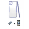 MARSİLYAN™- iPhone 11 Pro Kılıf Atlas Asil Serisi - Siyah 34D Hayalet Izgaralı Cam + Shine Kamera Lens Koruma Cam - PE