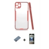 MARSİLYAN™- iPhone 11 Pro Kılıf Atlas Asil Serisi - Siyah 34D Hayalet Izgaralı Cam + Shine Kamera Lens Koruma Cam - SABE