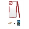 MARSİLYAN™- iPhone 11 Pro Kılıf Atlas Asil Serisi - Siyah 34D Izgaralı Cam + Renkli Kamera Lens Koruma Cam - TU