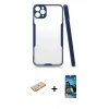 MARSİLYAN™- iPhone 11 Pro Kılıf Atlas Asil Serisi - Siyah 34D Izgaralı Cam + Renkli Kamera Lens Koruma Cam - TU