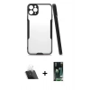 MARSİLYAN™- iPhone 11 Pro Kılıf Atlas Asil Serisi - Siyah 360 Mat Full Body Arka Koruyucu + Kamera Lens Koruma Cam - SF