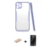 MARSİLYAN™- iPhone 11 Pro Kılıf Atlas Asil Serisi - Siyah 3D Antistatik Hayalet Cam Ekran Koruyucu + Renkli Kamera Lens Koruma Cam - MI