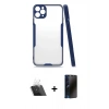 MARSİLYAN™- iPhone 11 Pro Kılıf Atlas Asil Serisi - Siyah 3D Antistatik Hayalet Cam Ekran Koruyucu + Kamera Lens Koruma Cam - SF