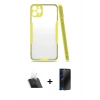 MARSİLYAN™- iPhone 11 Pro Kılıf Atlas Asil Serisi - Siyah 3D Antistatik Hayalet Cam Ekran Koruyucu + Kamera Lens Koruma Cam - SF