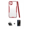 MARSİLYAN™- iPhone 11 Pro Kılıf Atlas Asil Serisi - Siyah 3D Antistatik Hayalet Cam Ekran Koruyucu + Kamera Lens Koruma Cam - SF