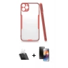 MARSİLYAN™- iPhone 11 Pro Kılıf Atlas Asil Serisi - Siyah 3D Antistatik Mat Seramik Nano Ekran Koruyucu + Kamera Lens Koruma Cam - SF