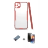 MARSİLYAN™- iPhone 11 Pro Kılıf Atlas Asil Serisi - Siyah 3D Antistatik Mat Seramik Nano Ekran Koruyucu + Metal Kamera Lens Koruma Cam - KI