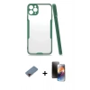 MARSİLYAN™- iPhone 11 Pro Kılıf Atlas Asil Serisi - Siyah 3D Antistatik Mat Seramik Nano Ekran Koruyucu + Metal Kamera Lens Koruma Cam - KI