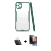 MARSİLYAN™- iPhone 11 Pro Kılıf Atlas Asil Serisi - Siyah 3D Antistatik Mat Seramik Nano Ekran Koruyucu + Kamera Lens Koruma Cam - SF