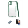 MARSİLYAN™- iPhone 11 Pro Kılıf Atlas Asil Serisi - Siyah 3D Antistatik Mat Seramik Nano Ekran Koruyucu + Shine Kamera Lens Koruma Cam - SABE