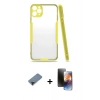 MARSİLYAN™- iPhone 11 Pro Kılıf Atlas Asil Serisi - Siyah 3D Antistatik Mat Seramik Nano Ekran Koruyucu + Metal Kamera Lens Koruma Cam - KI