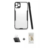 MARSİLYAN™- iPhone 11 Pro Kılıf Atlas Asil Serisi - Siyah Mat Seramik Nano Ekran Koruyucu + Kamera Lens Koruma Cam - SF
