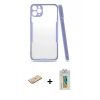MARSİLYAN™- iPhone 11 Pro Kılıf Atlas Asil Serisi - Siyah Polymer Nano Ekran Koruyucu + Renkli Kamera Lens Koruma Cam - PE