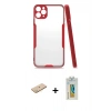 MARSİLYAN™- iPhone 11 Pro Kılıf Atlas Asil Serisi - Siyah Polymer Nano Ekran Koruyucu + Renkli Kamera Lens Koruma Cam - PE