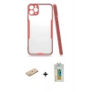MARSİLYAN™- iPhone 11 Pro Kılıf Atlas Asil Serisi - Siyah Polymer Nano Ekran Koruyucu + Renkli Kamera Lens Koruma Cam - PE