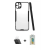 MARSİLYAN™- iPhone 11 Pro Kılıf Atlas Asil Serisi - Siyah Polymer Nano Ekran Koruyucu + Kamera Lens Koruma Cam - SF