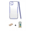 MARSİLYAN™- iPhone 11 Pro Kılıf Atlas Asil Serisi - Siyah Polymer Nano Ekran Koruyucu + Renkli Kamera Lens Koruma Cam - TU
