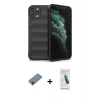 MARSİLYAN™- iPhone 11 Pro Kılıf Atlas Koleksiyonu - Şeffaf Pasifik Cam Ekran Koruyucu + Shine Kamera Lens Koruma Cam - GD