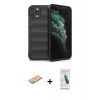 MARSİLYAN™- iPhone 11 Pro Kılıf Atlas Koleksiyonu - Şeffaf Pasifik Cam Ekran Koruyucu + Renkli Kamera Lens Koruma Cam - TU