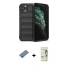 MARSİLYAN™- iPhone 11 Pro Kılıf Atlas Koleksiyonu - Siyah 20D Premium Cam Ekran Koruyucu + Shine Kamera Lens Koruma Cam - GS