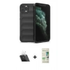 MARSİLYAN™- iPhone 11 Pro Kılıf Atlas Koleksiyonu - Siyah 20D Premium Cam Ekran Koruyucu + Kamera Lens Koruma Cam - SF