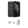 MARSİLYAN™- iPhone 11 Pro Kılıf Atlas Koleksiyonu - Siyah 20D Premium Cam Ekran Koruyucu + Renkli Kamera Lens Koruma Cam - MI