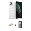 MARSİLYAN™- iPhone 11 Pro Kılıf Atlas Koleksiyonu - Siyah 34D Hayalet Izgaralı Cam + Renkli Kamera Lens Koruma Cam - MI
