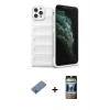 MARSİLYAN™- iPhone 11 Pro Kılıf Atlas Koleksiyonu - Siyah 34D Hayalet Izgaralı Cam + Shine Kamera Lens Koruma Cam - MI