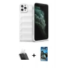 MARSİLYAN™- iPhone 11 Pro Kılıf Atlas Koleksiyonu - Siyah 34D Izgaralı Cam + Kamera Lens Koruma Cam - SF