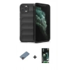 MARSİLYAN™- iPhone 11 Pro Kılıf Atlas Koleksiyonu - Siyah 360 Mat Full Body Arka Koruyucu + Shine Kamera Lens Koruma Cam - PE