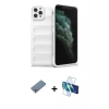 MARSİLYAN™- iPhone 11 Pro Kılıf Atlas Koleksiyonu - Siyah 3D Antistatik Cam Ekran Koruyucu + Shine Kamera Lens Koruma Cam - GS