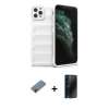 MARSİLYAN™- iPhone 11 Pro Kılıf Atlas Koleksiyonu - Siyah 3D Antistatik Hayalet Cam Ekran Koruyucu + Shine Kamera Lens Koruma Cam - PE