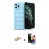 MARSİLYAN™- iPhone 11 Pro Kılıf Atlas Koleksiyonu - Siyah 3D Antistatik Mat Seramik Nano Ekran Koruyucu + Renkli Kamera Lens Koruma Cam - SI