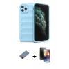 MARSİLYAN™- iPhone 11 Pro Kılıf Atlas Koleksiyonu - Siyah 3D Antistatik Mat Seramik Nano Ekran Koruyucu + Metal Kamera Lens Koruma Cam - KI