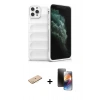 MARSİLYAN™- iPhone 11 Pro Kılıf Atlas Koleksiyonu - Siyah 3D Antistatik Mat Seramik Nano Ekran Koruyucu + Renkli Kamera Lens Koruma Cam - SI