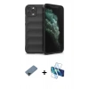 MARSİLYAN™- iPhone 11 Pro Kılıf Atlas Koleksiyonu - Siyah 3D Antistatik Seramik Nano Ekran Koruyucu + Shine Kamera Lens Koruma Cam - SH