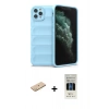MARSİLYAN™- iPhone 11 Pro Kılıf Atlas Koleksiyonu - Siyah 5D Hayalet Cam Ekran Koruyucu + Renkli Kamera Lens Koruma Cam - PE
